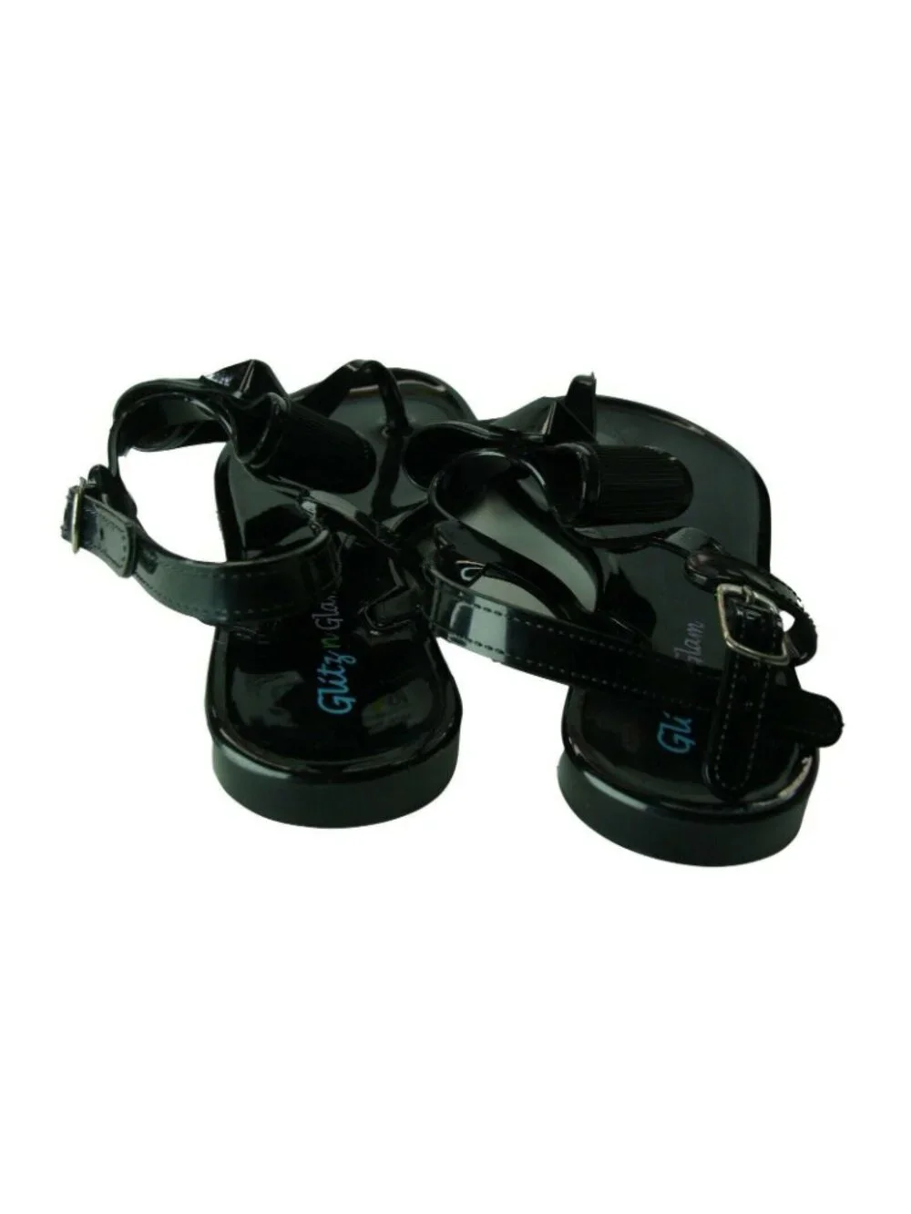 Glitzy Glam Womens Black Bow Jelly Sandals